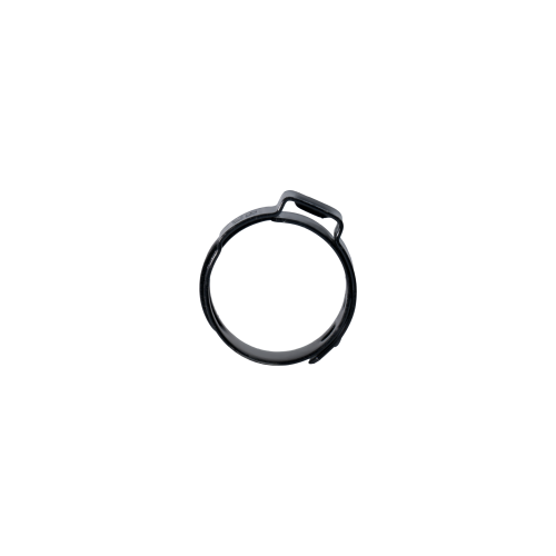 Black single ear infinite hose clamp